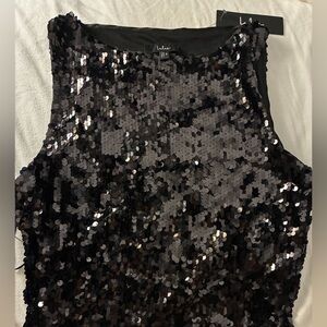 Lulu's Black Sequin Crop Top